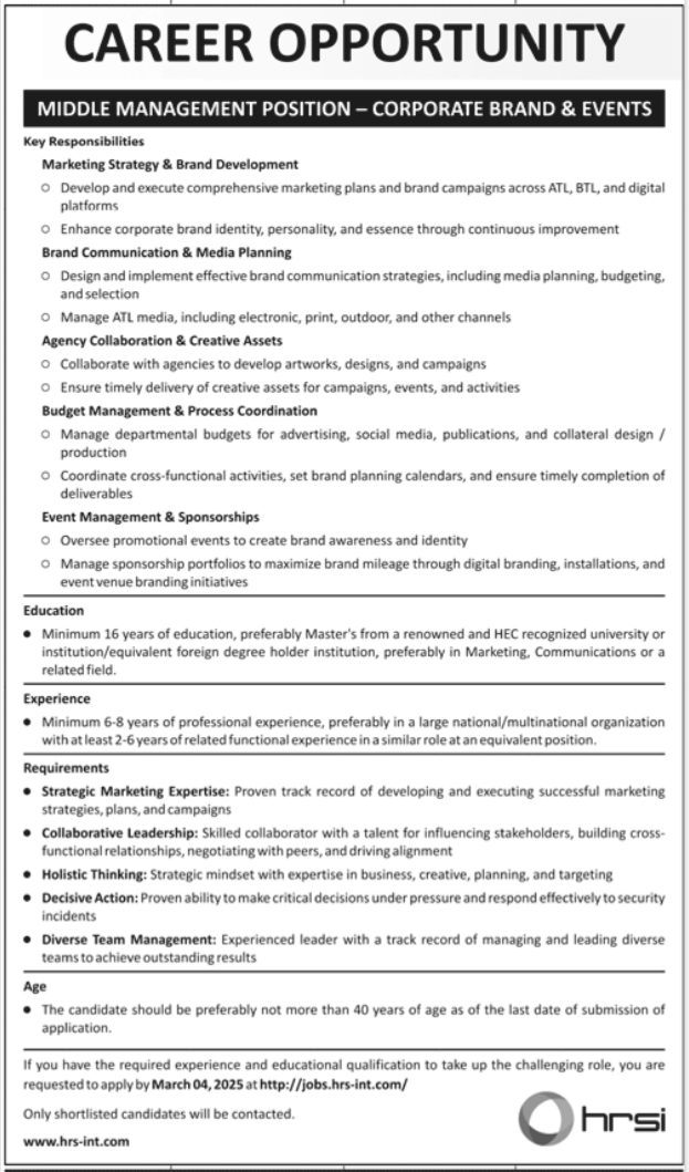 HRSI Karachi Jobs 2025 – Apply Now