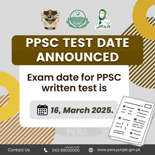 PERA PPSC Exam Date for Written Test Announced